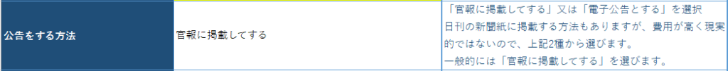 公告をする方法